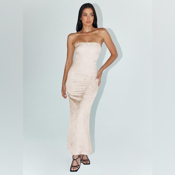 malm dresser HOUSE OF CB Nalita Vintage Cream Embellished Strapless Dress – Luxe by Kan main image 1